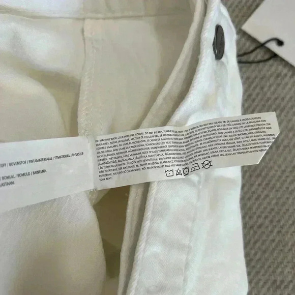 EVIDNT Skirt 26 White Denim Asymmetrical Front Slit Buttons Pencil Anthropologie - Picture 10 of 10